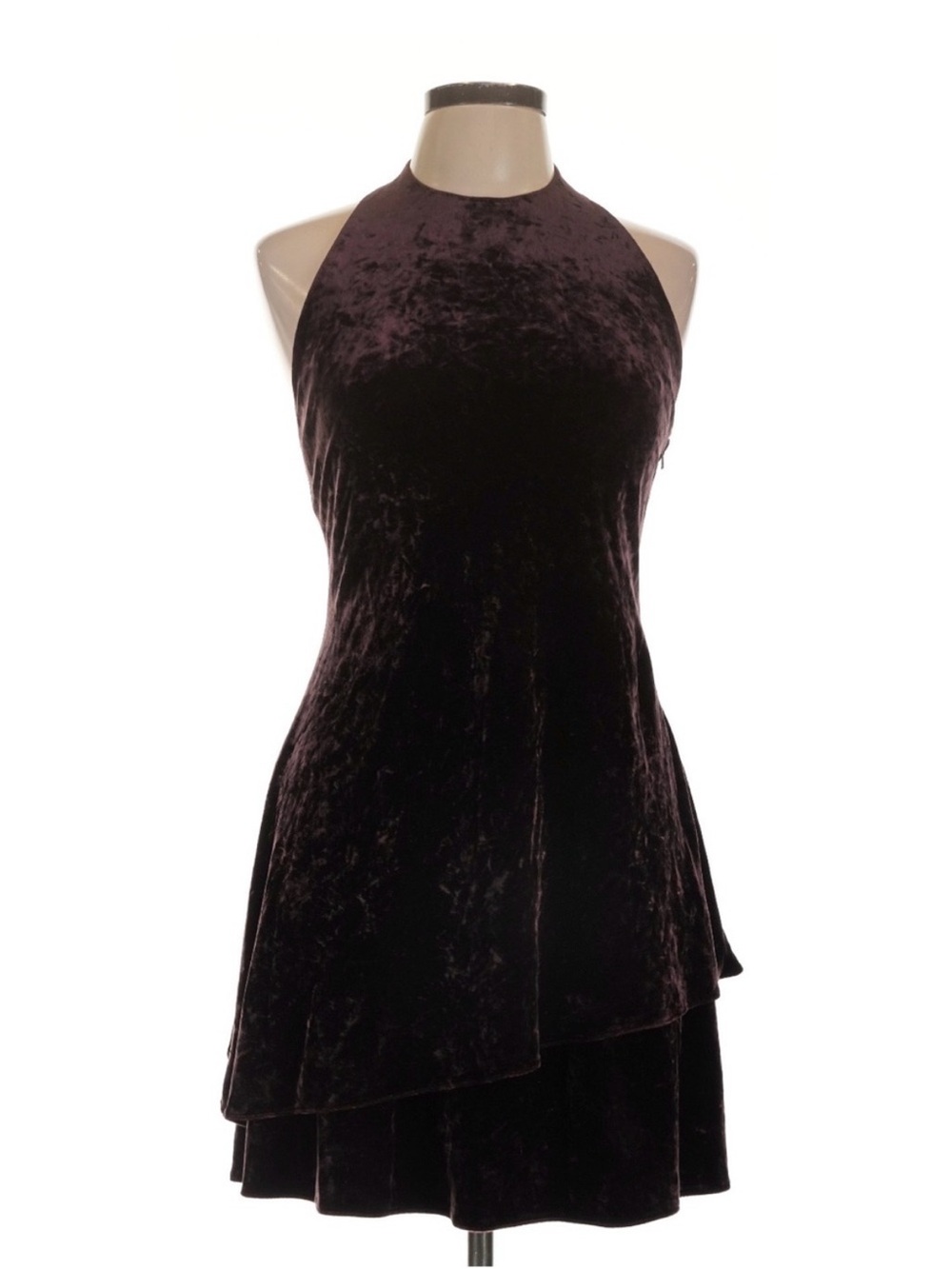 Vintage Ralph Lauren Velvet Cocktail Mini Dress Halter Open Back 90s Fit Flare 8 - Picture 2 of 9